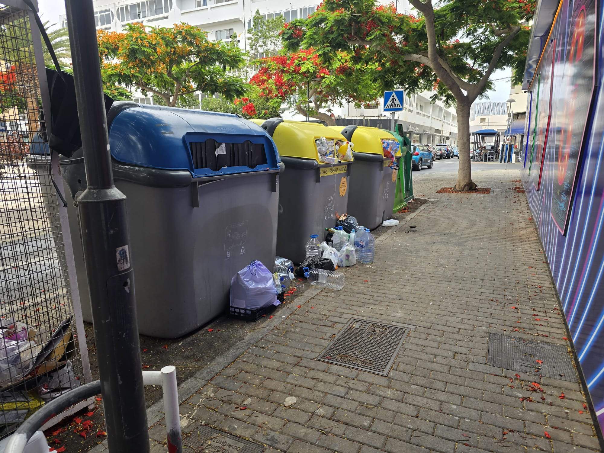 Basura junto a los contenedores en Arrecife
