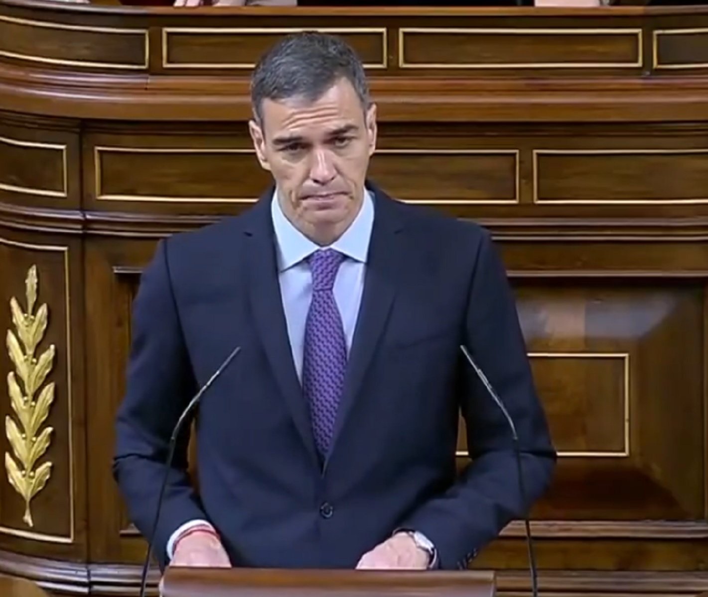 El presidente del Gobierno de España, Pedro Sánchez, durante su intervención en el Congreso.