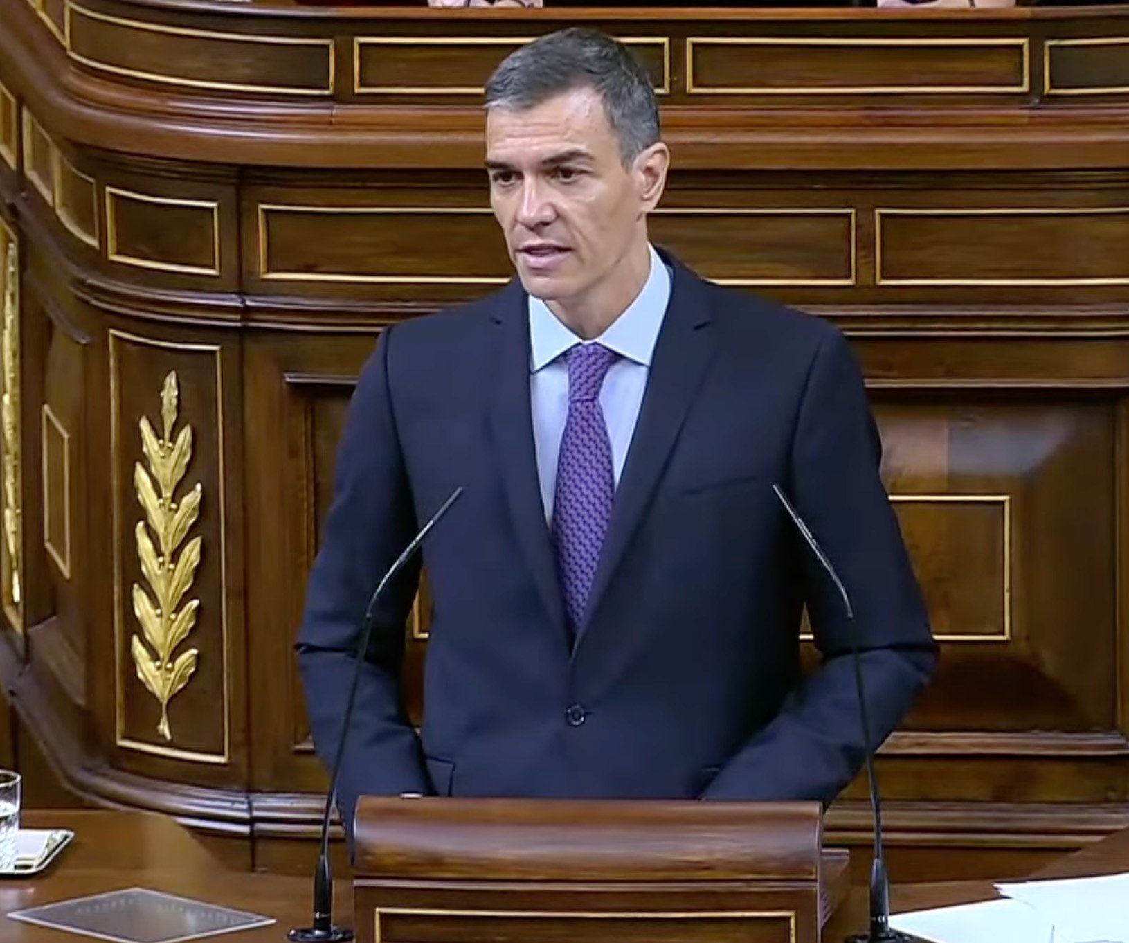 El presidente del Gobierno, Pedro Sánchez, durante su intervención este jueves en el Congreso.