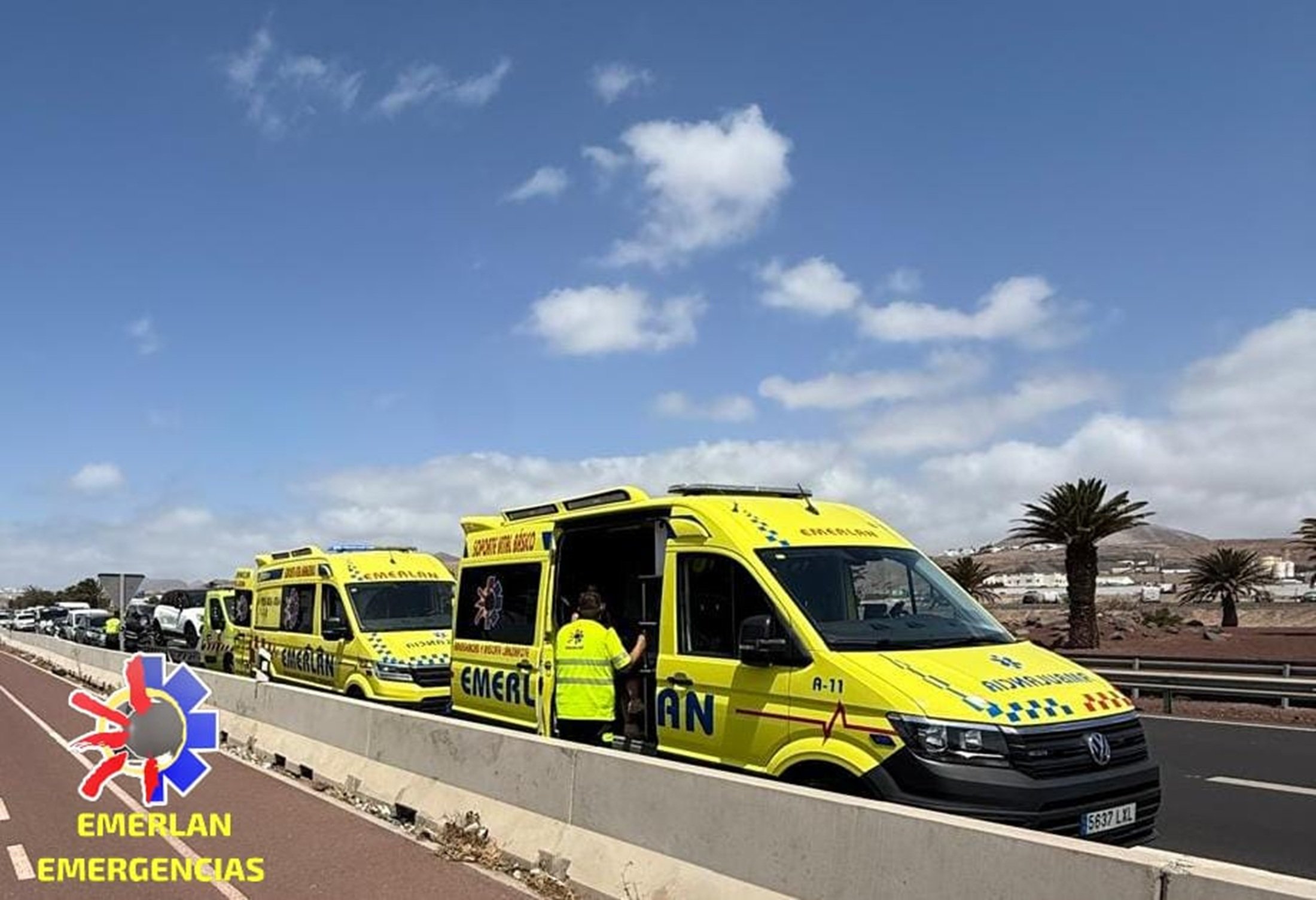 Ambulancias de Emerlan en el lugar de la colisión