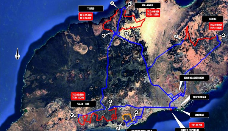 Mapa general de la ruta del Rallye Isla de Los Volcanes.