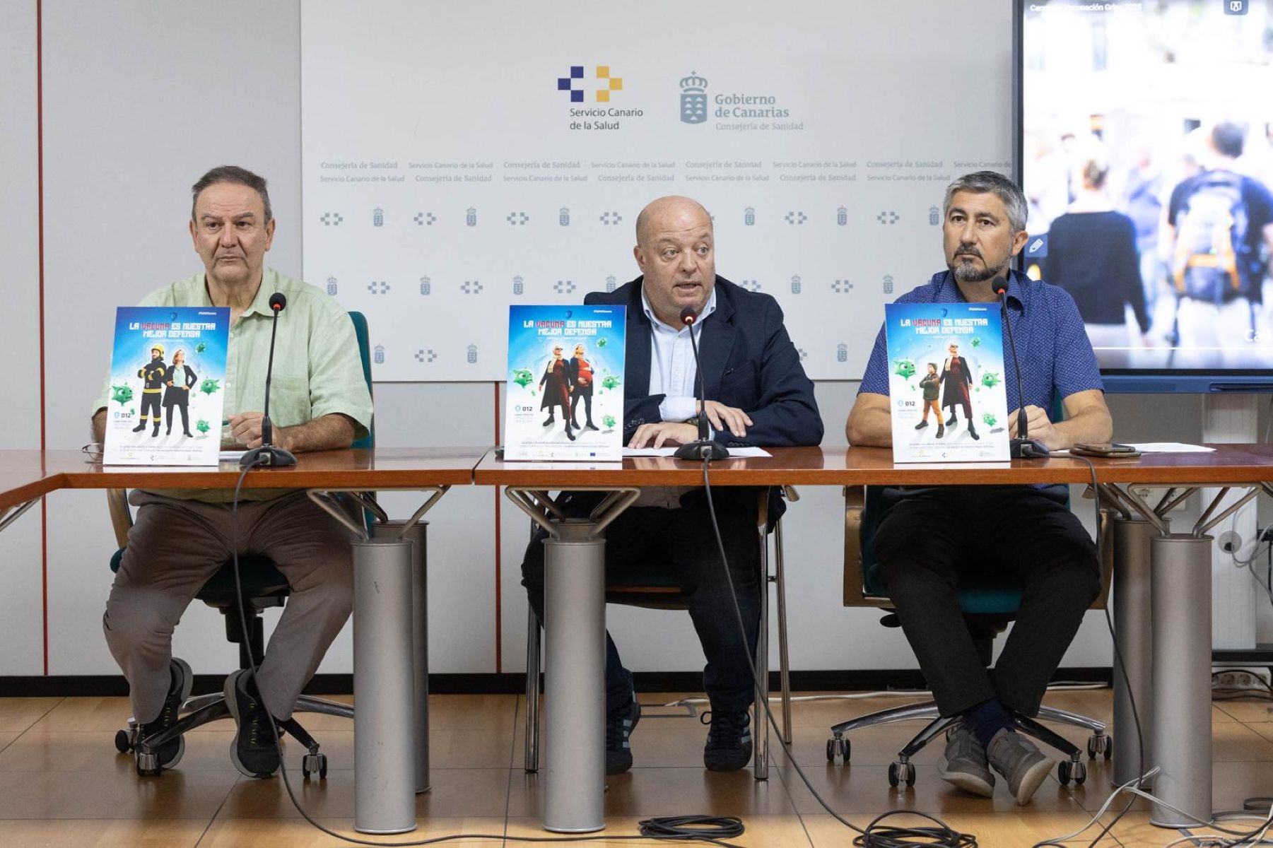 Momento de la rueda de prensa de la vacunación de la gripe, 2025