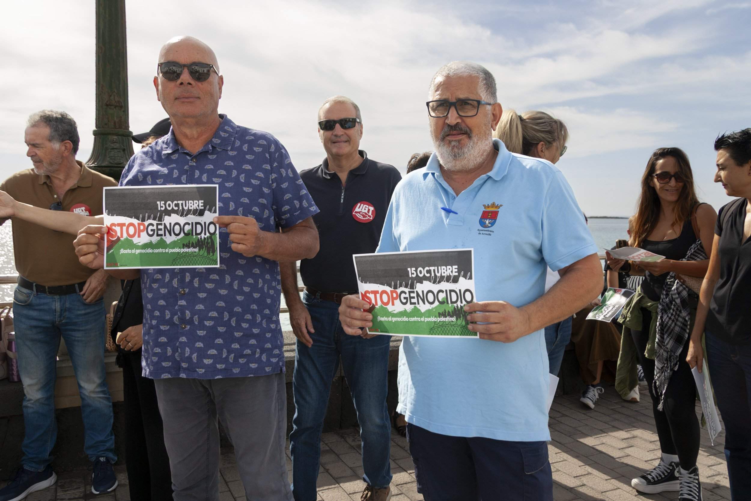 Concentración de UGT por Palestina en Lanzarote. Foto: Juan Mateos.