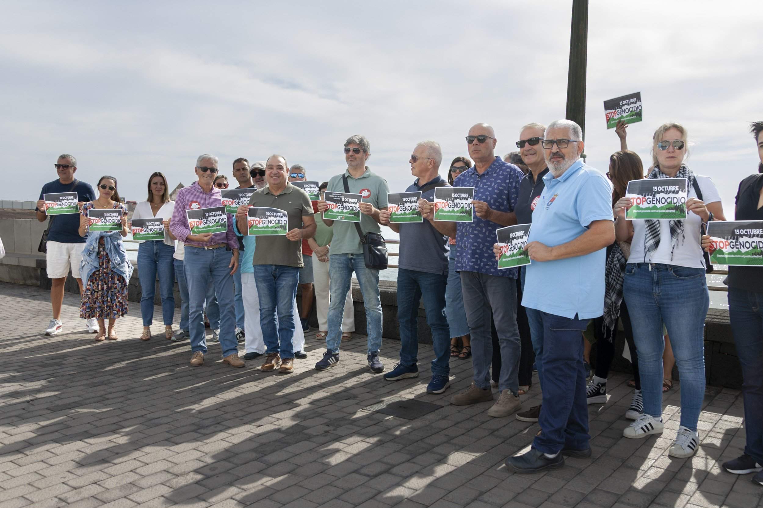 Concentración de UGT por Palestina en Lanzarote. Foto: Juan Mateos.
