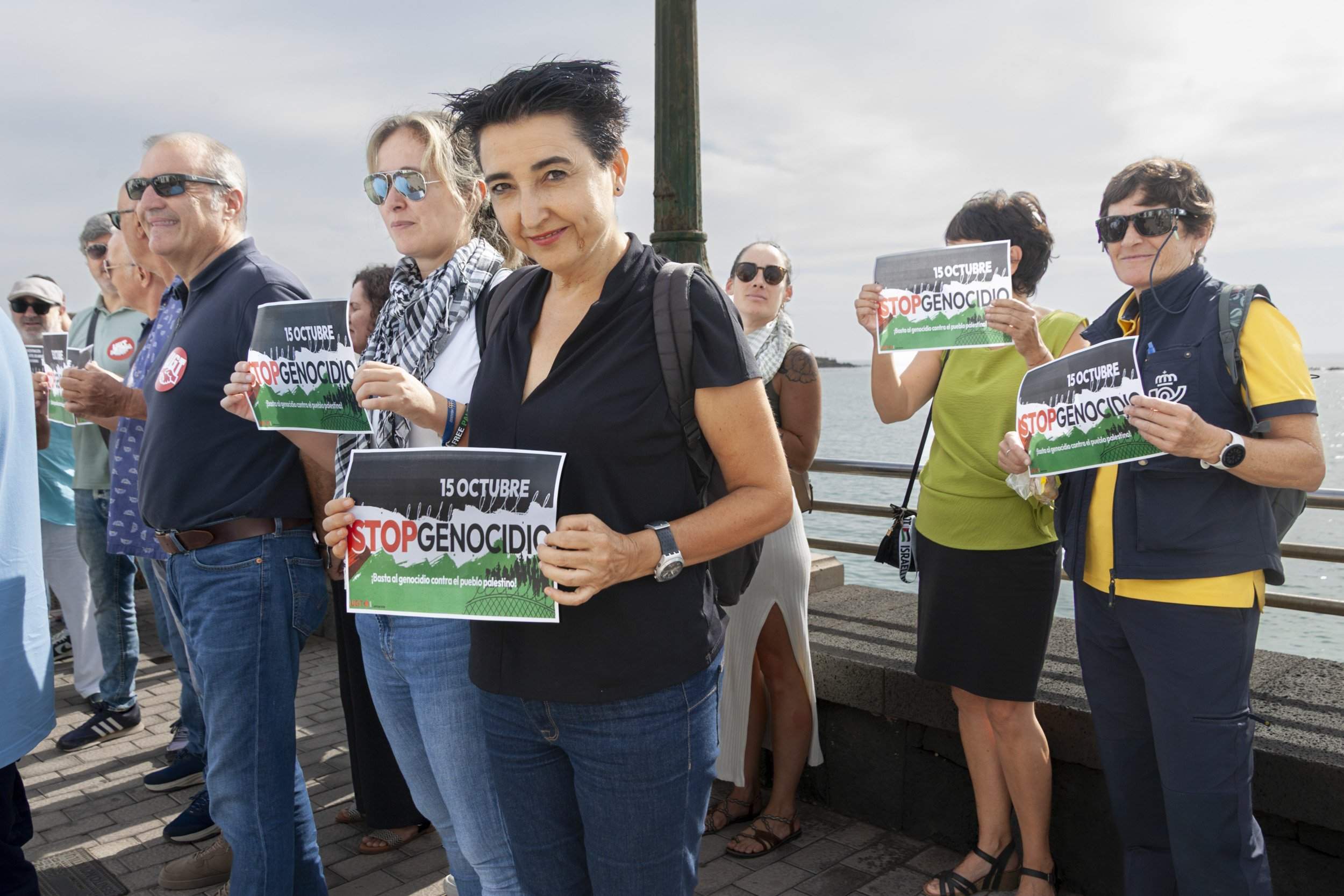 Concentración de UGT por Palestina en Lanzarote. Foto: Juan Mateos.