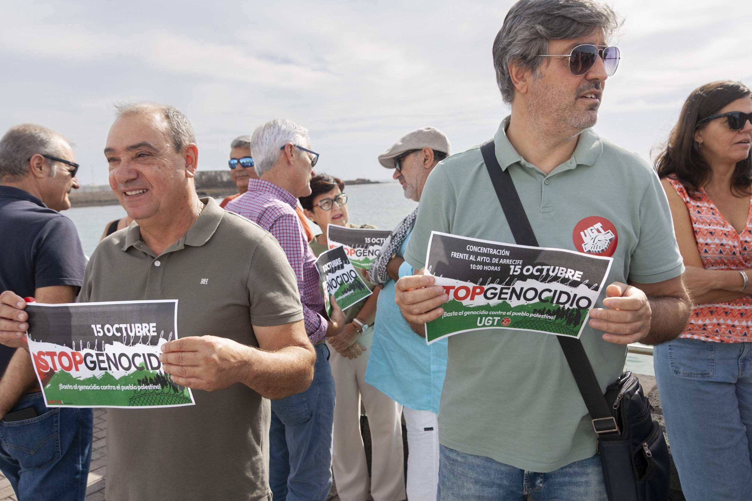 Concentración de UGT por Palestina en Lanzarote. Foto: Juan Mateos.