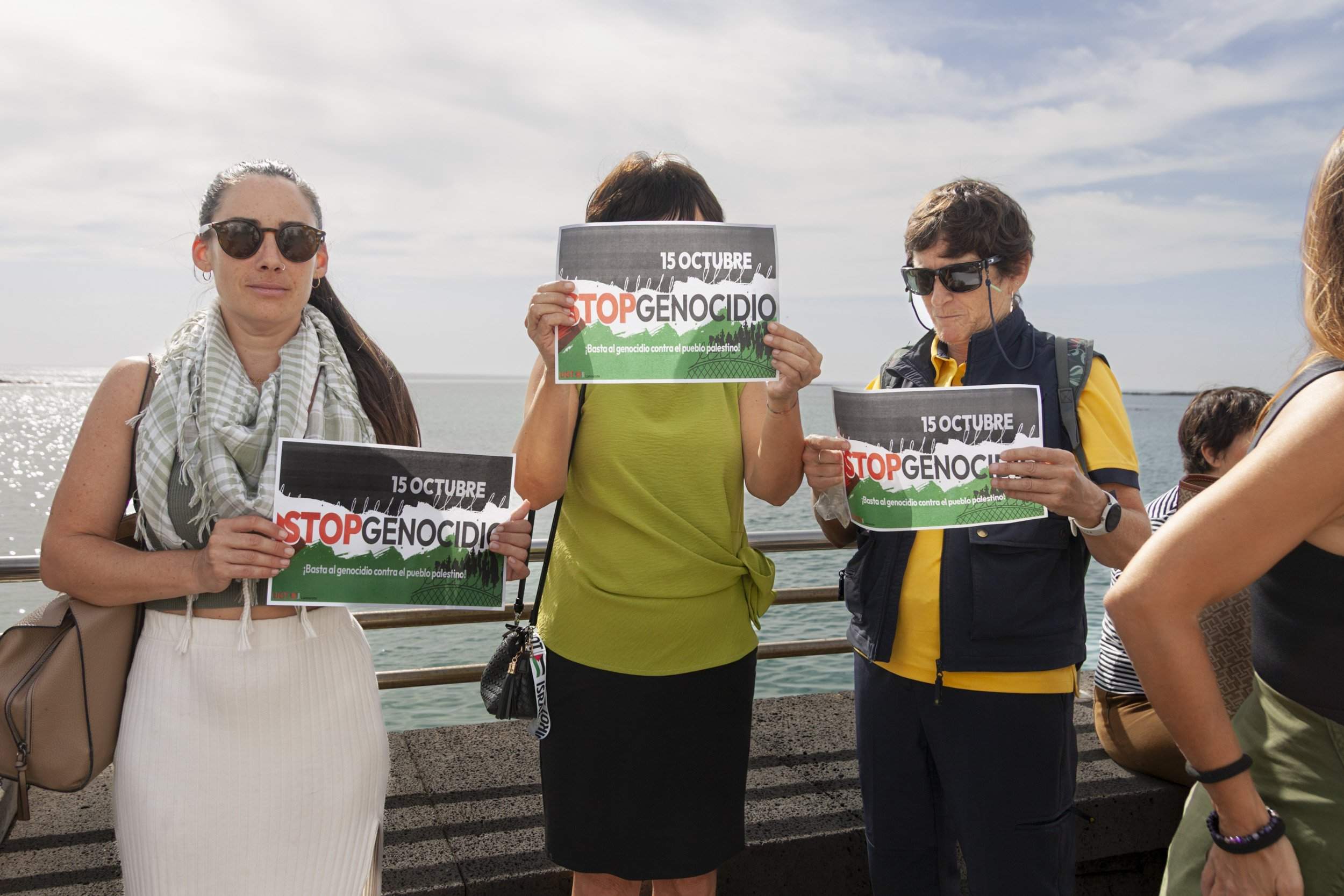 Concentración de UGT por Palestina en Lanzarote. Foto: Juan Mateos.