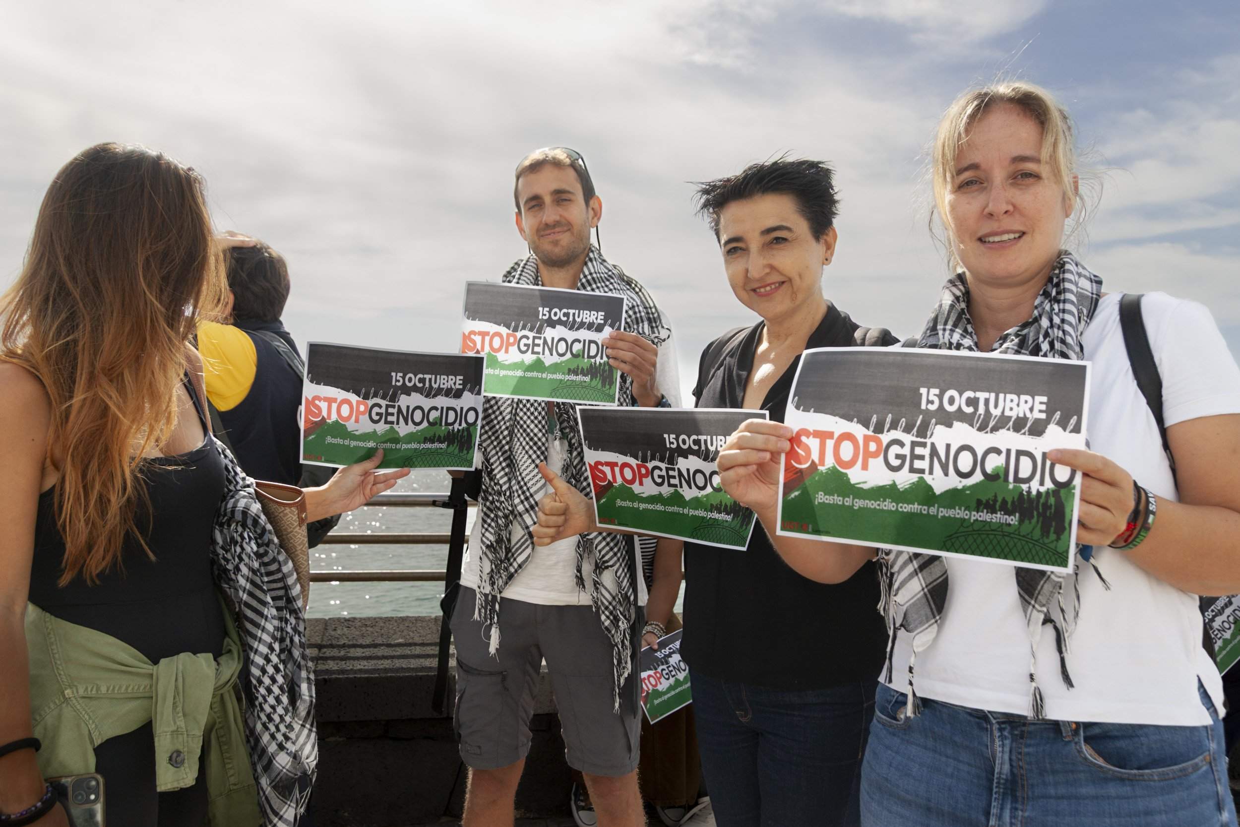 Concentración de UGT por Palestina en Lanzarote. Foto: Juan Mateos.