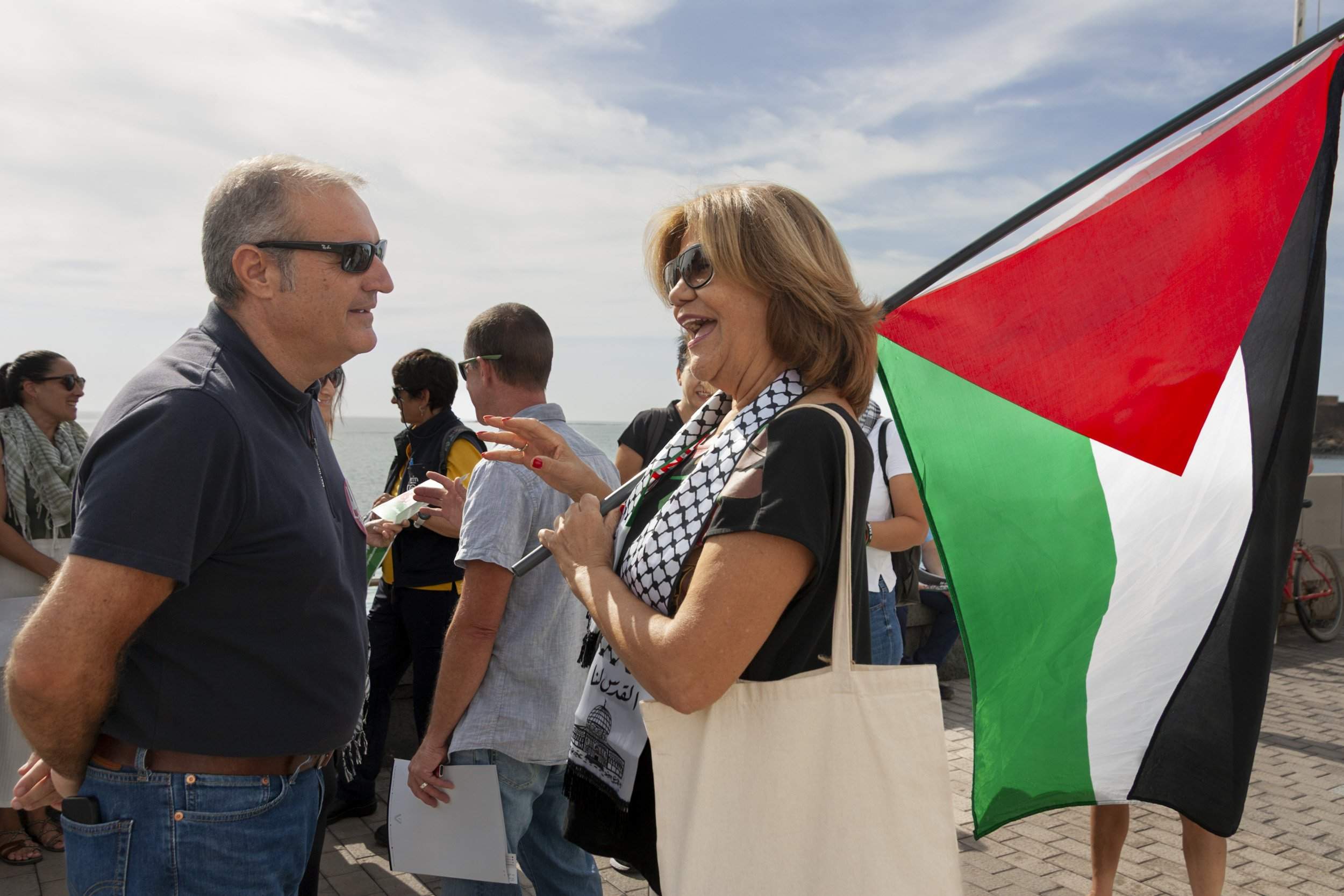 Concentración de UGT por Palestina en Lanzarote. Foto: Juan Mateos.
