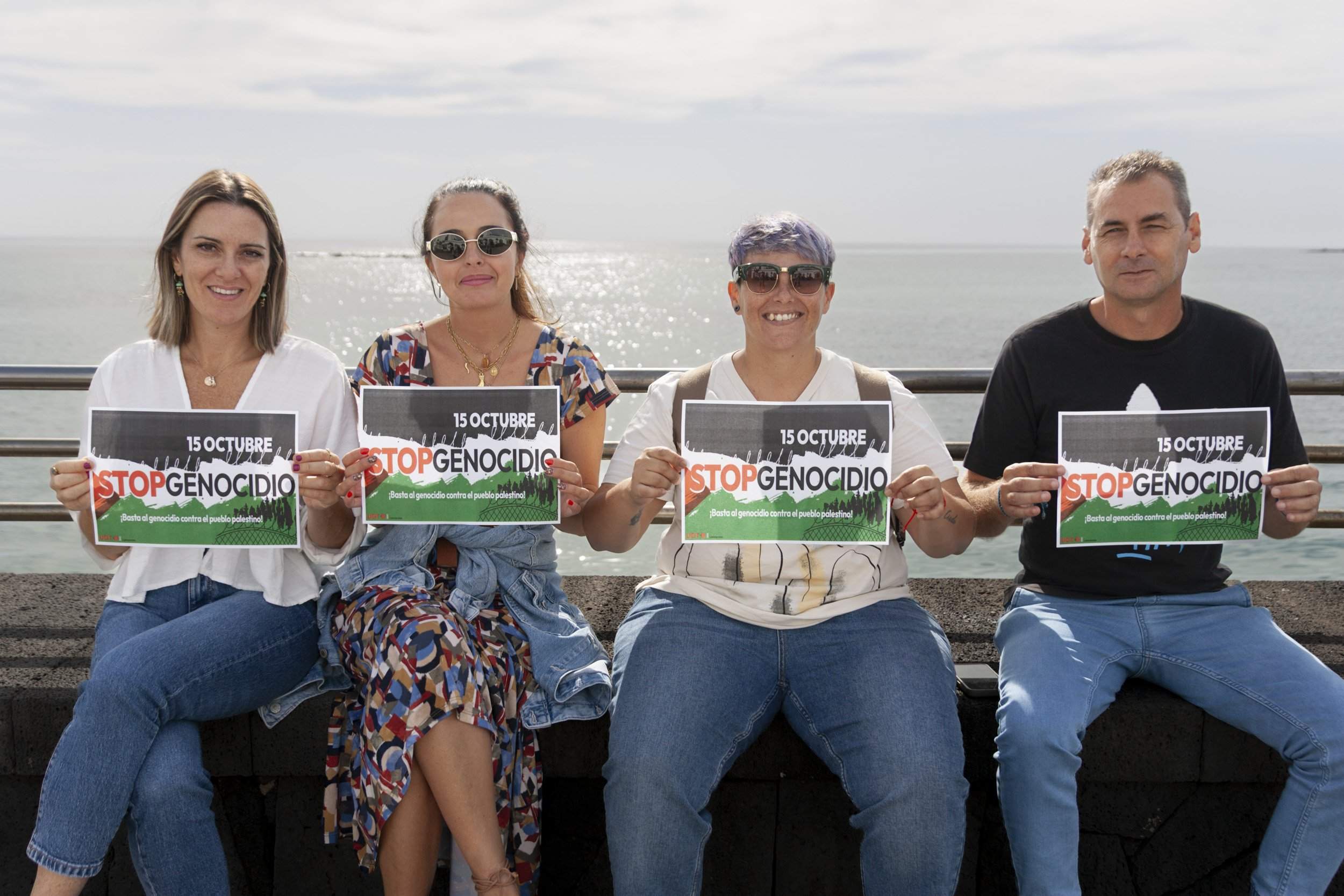 Concentración de UGT por Palestina en Lanzarote. Foto: Juan Mateos.