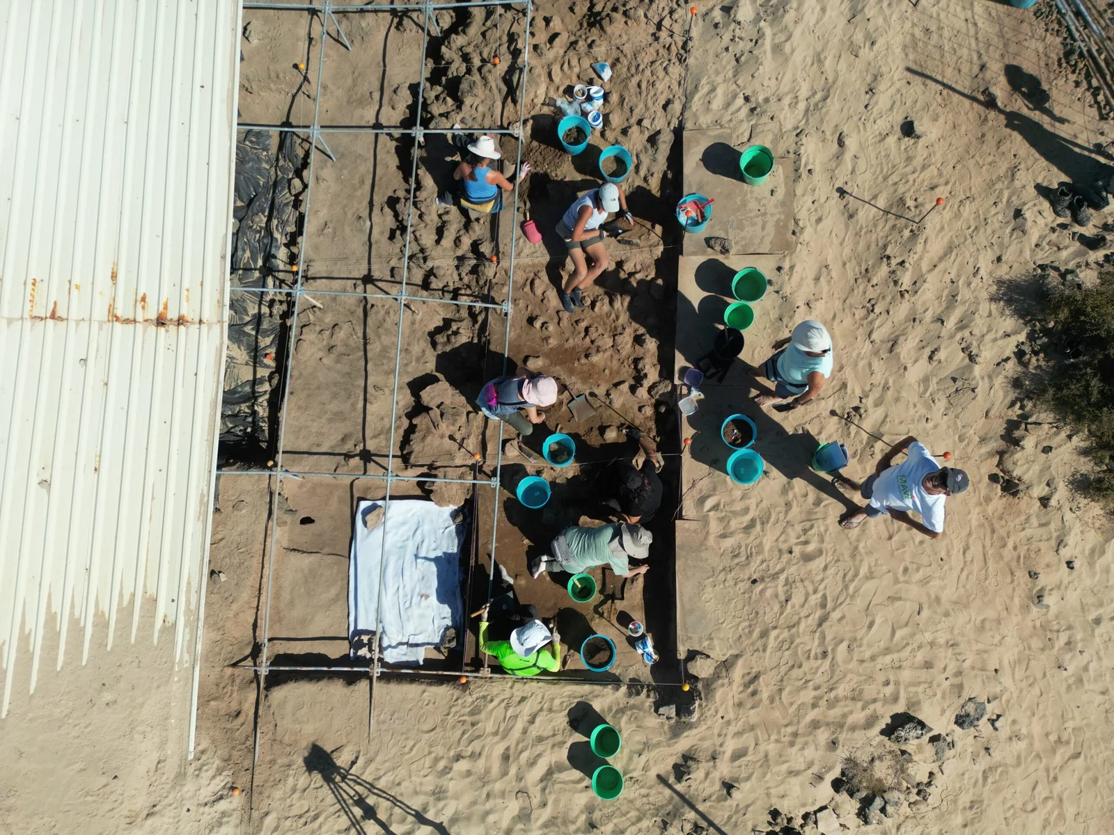 Arqueólogos trabajando en Lobos I. Imagen: Museos de Fuerteventura.