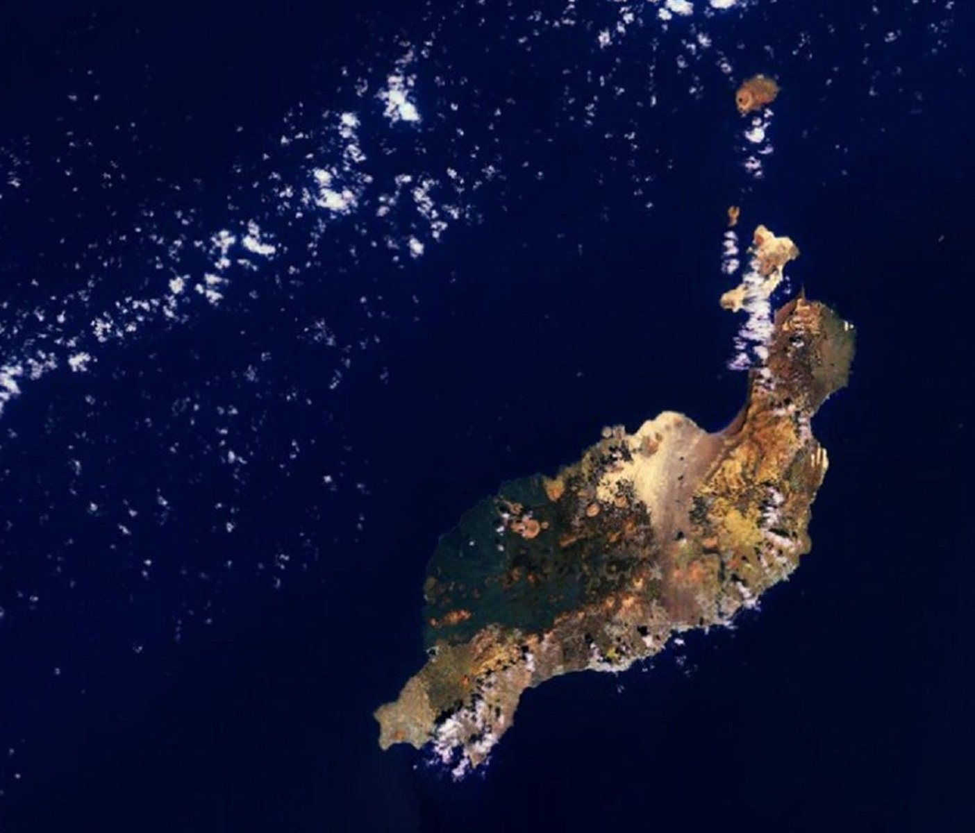 Vista aérea de Lanzarote. Imagen de la Agencia Espacial Europea.