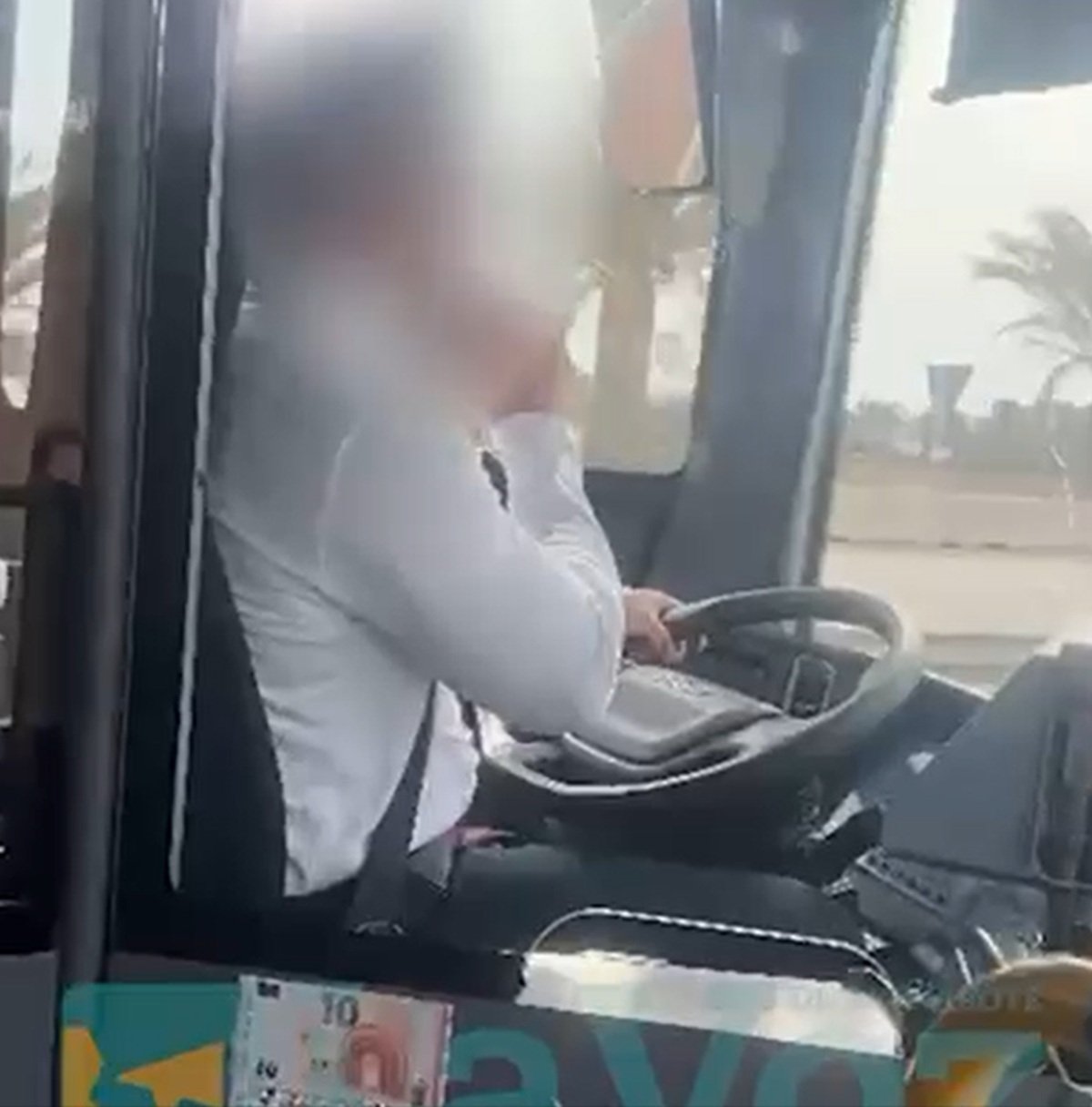 Momento en el que el chófer habla por el móvil mientras conduce