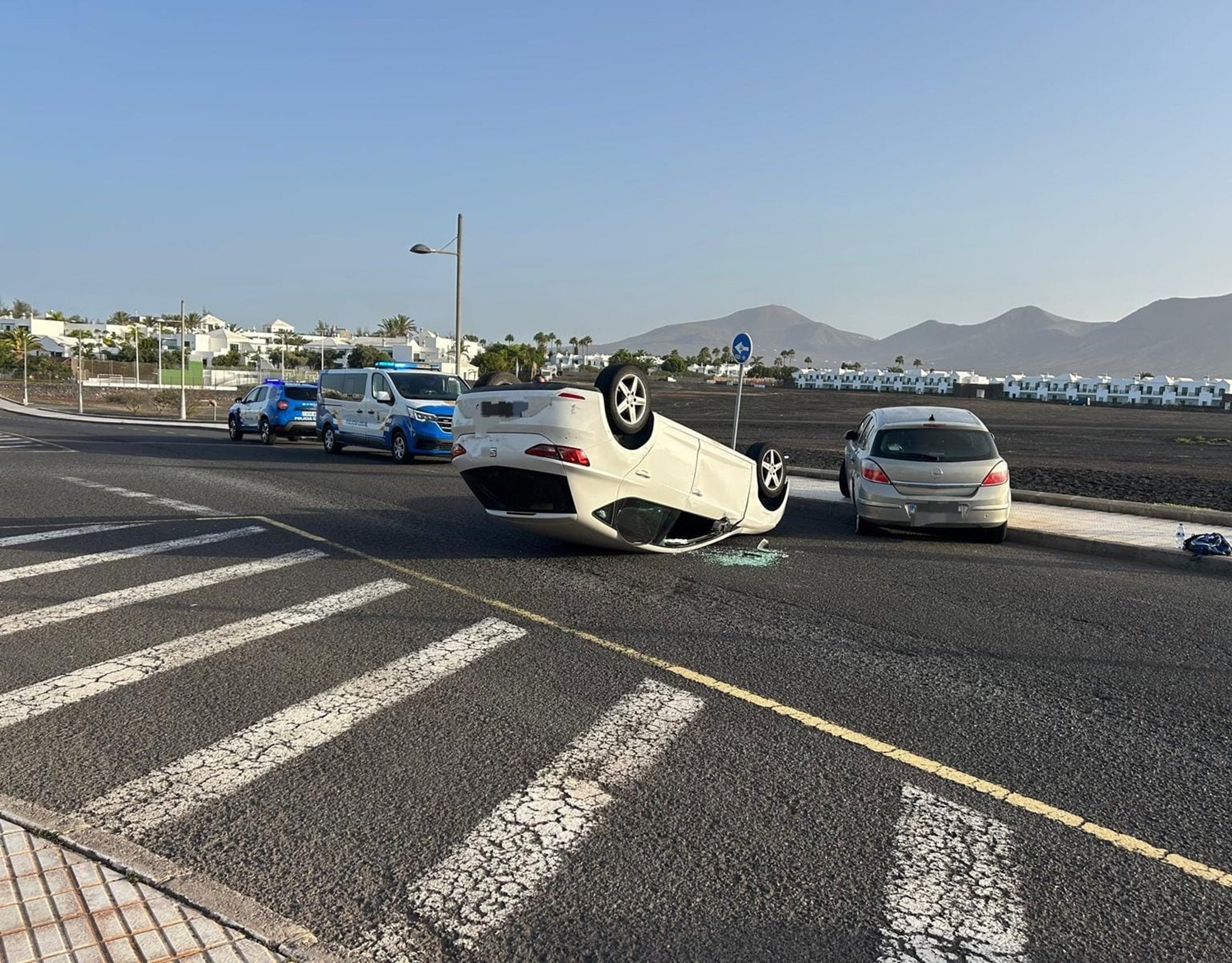Vuelco del vehículo en Playa Blanca