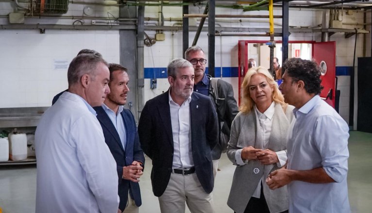 Políticos en la planta de geotermia del Molina Orosa.