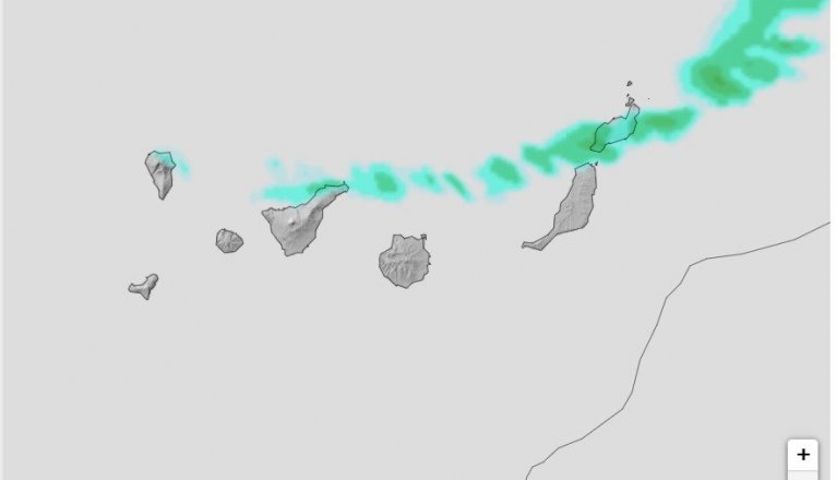 Paso del frente frío por Lanzarote y La Graciosa. Foto: Aemet.