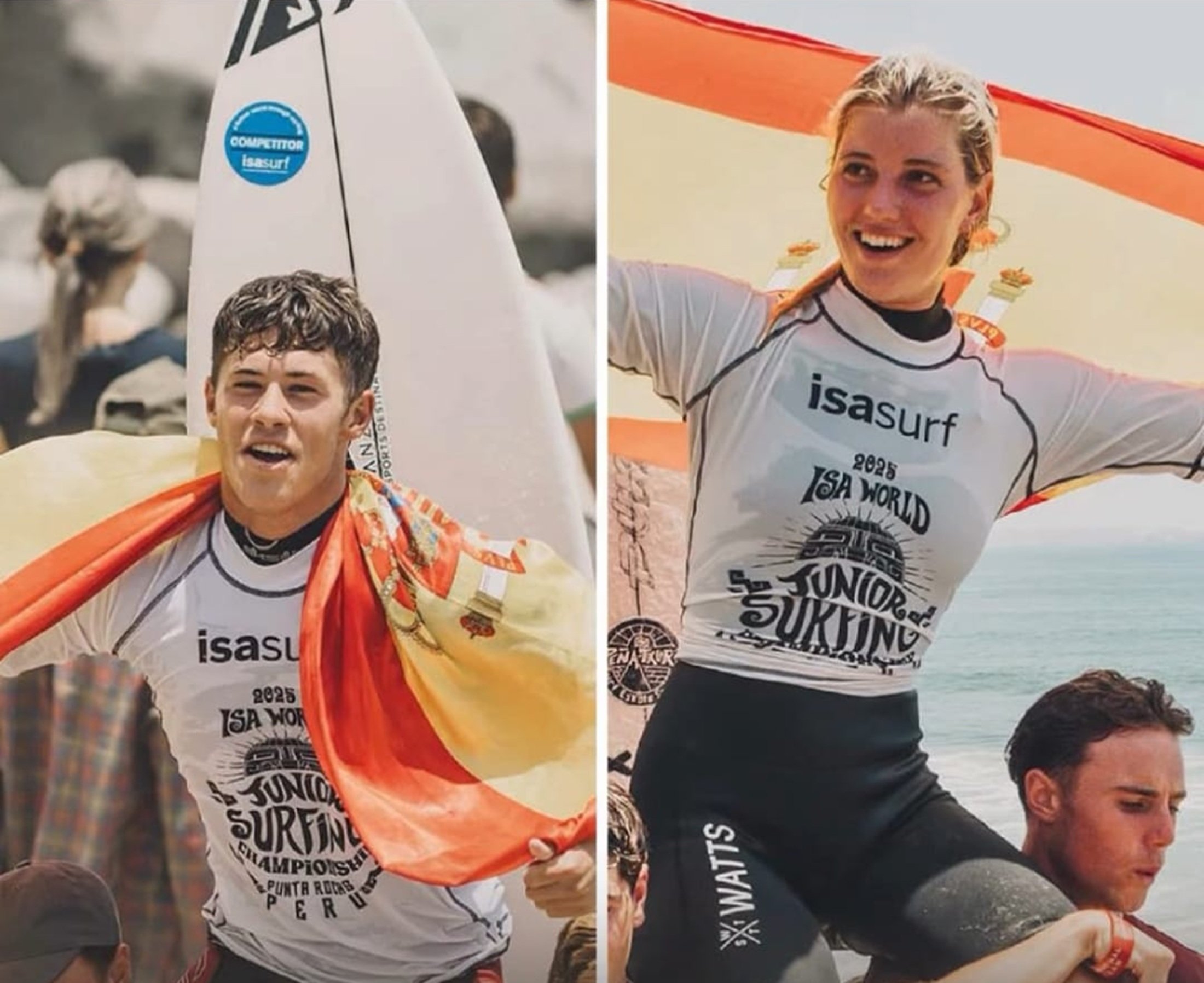 Los surfistas lanzaroteños Dylan Donegan y Sol Borelly