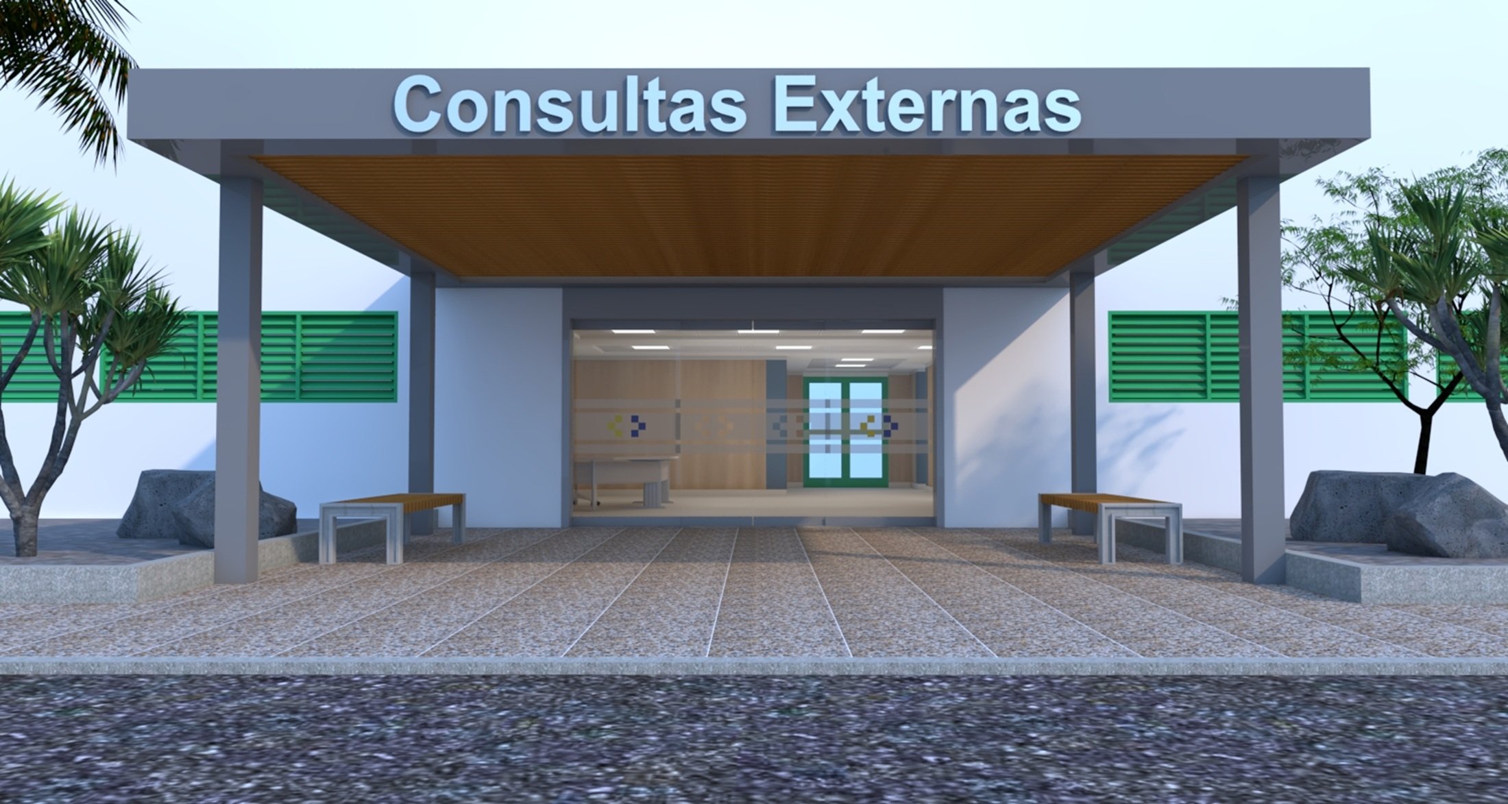 Recreación de la entrada del área de Consultas externas