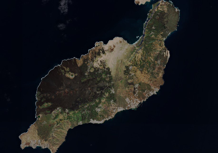 Evolución de Lanzarote tras las lluvias. Fotografías del 2 de diciembre y el 26 de enero: Copernicus.