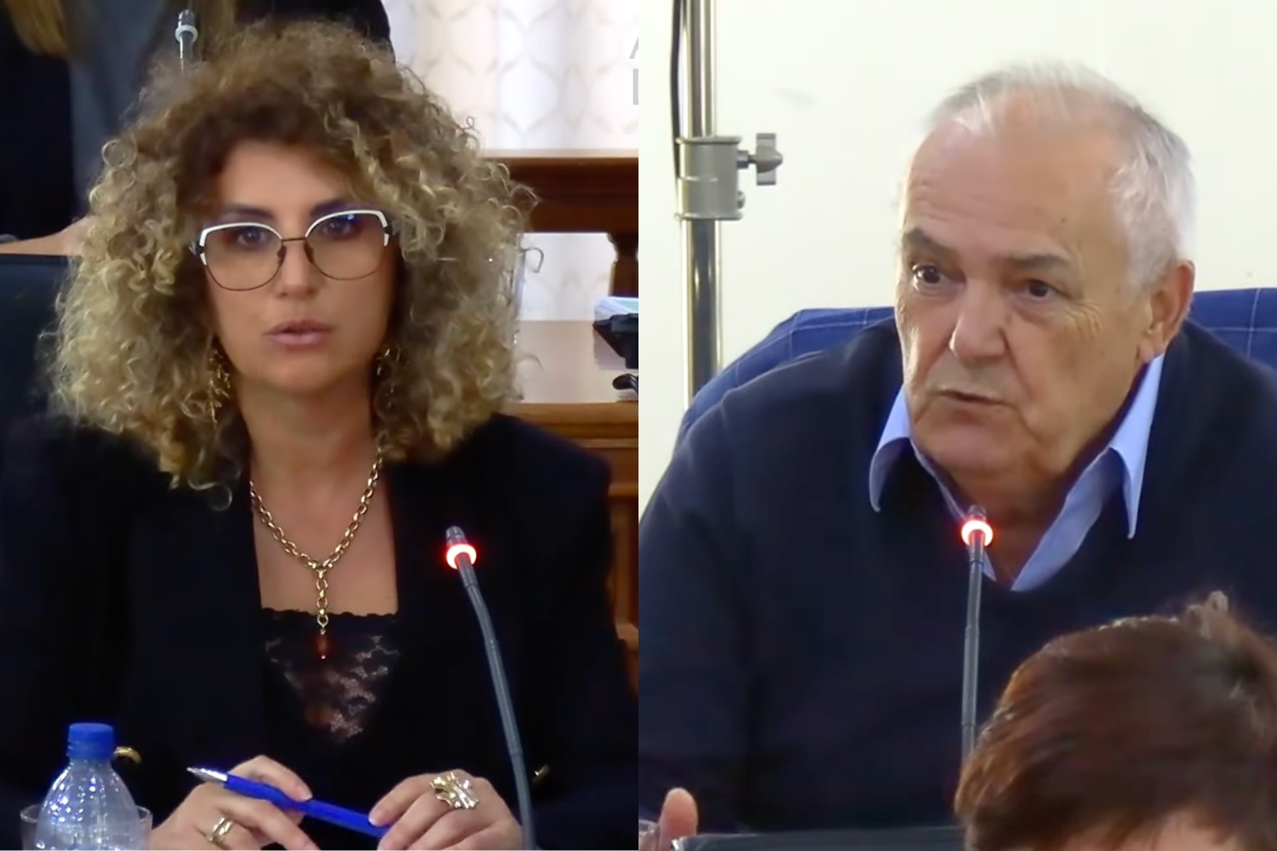 Eli Merino (PP) y Eugenio Hernández (VOX) durante el debate sobre el burka. Eli Merino (PP) y Eugenio Hernández (VOX) durante el debate sobre el burka.