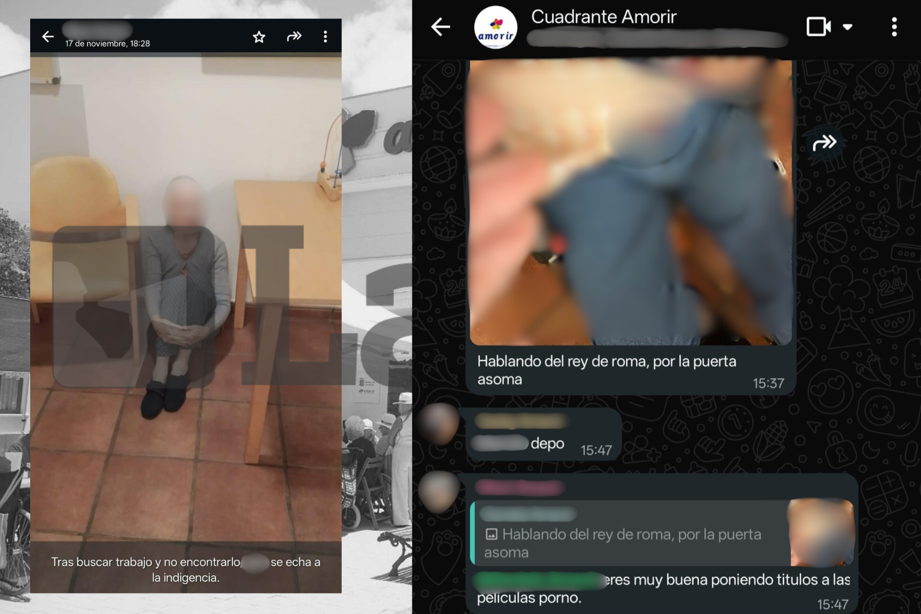 Capturas de WhatsApp de empleados de la residencia de Amavir en Tías. Foto: Cedidas.