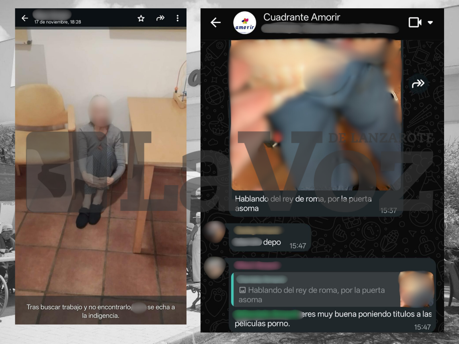 Capturas de pantalla de trabajadores del grupo Amorir.
