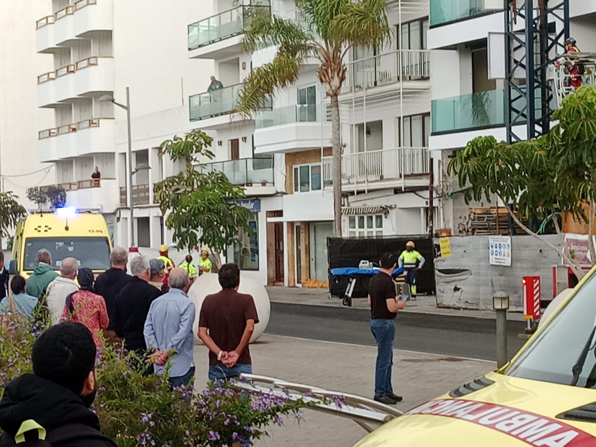 Accidente en una obra de Arrecife. Foto: David Merino.