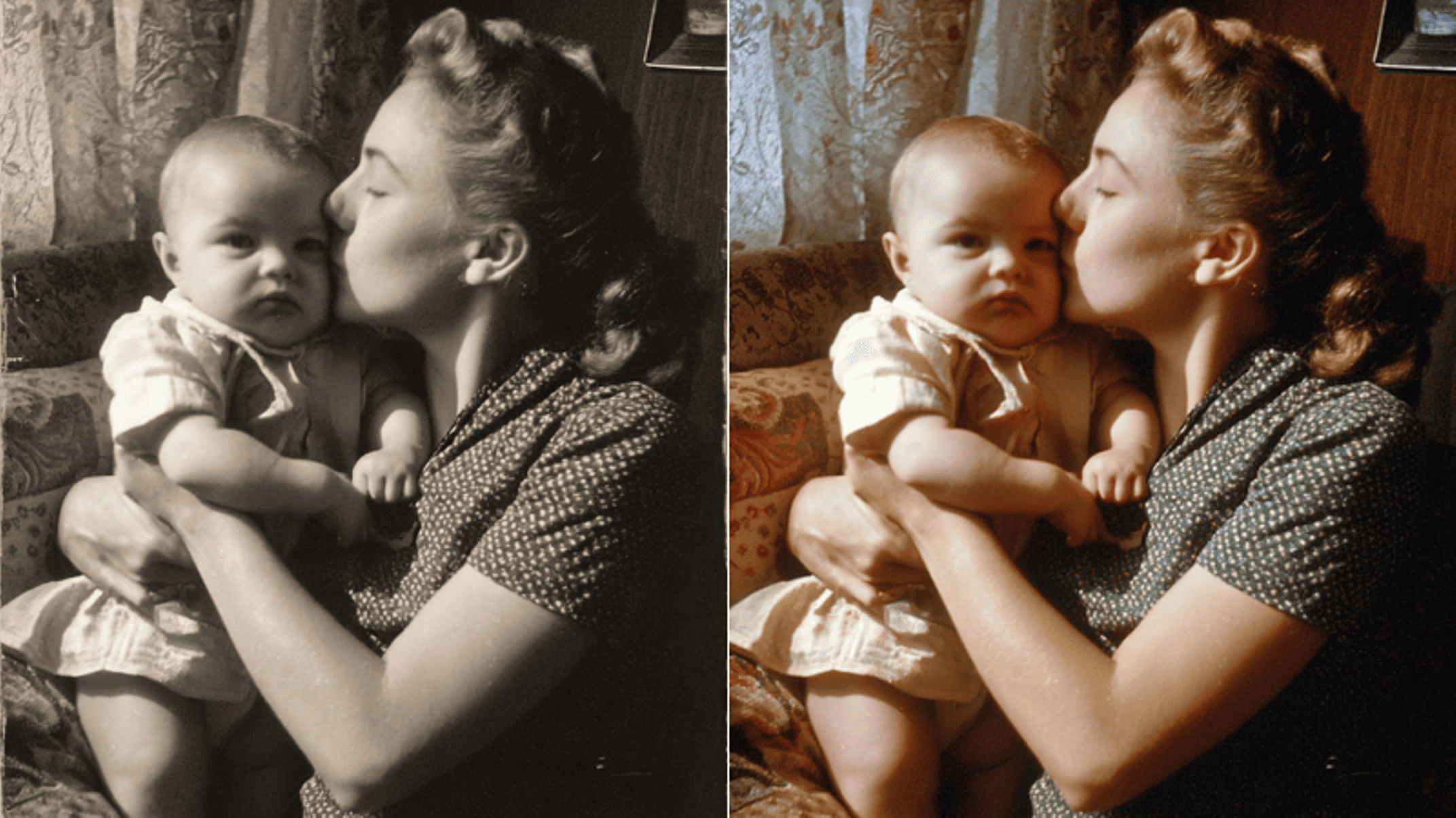 Foto tratada de mujer e hija