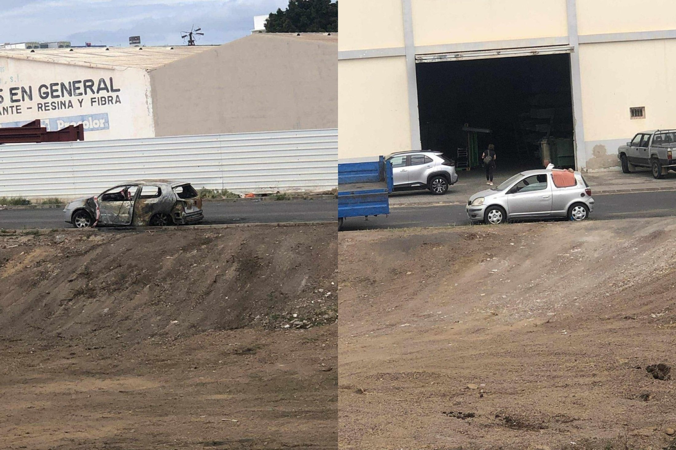 Coches abandonados en la zona de Los Mármoles, en Arrecife