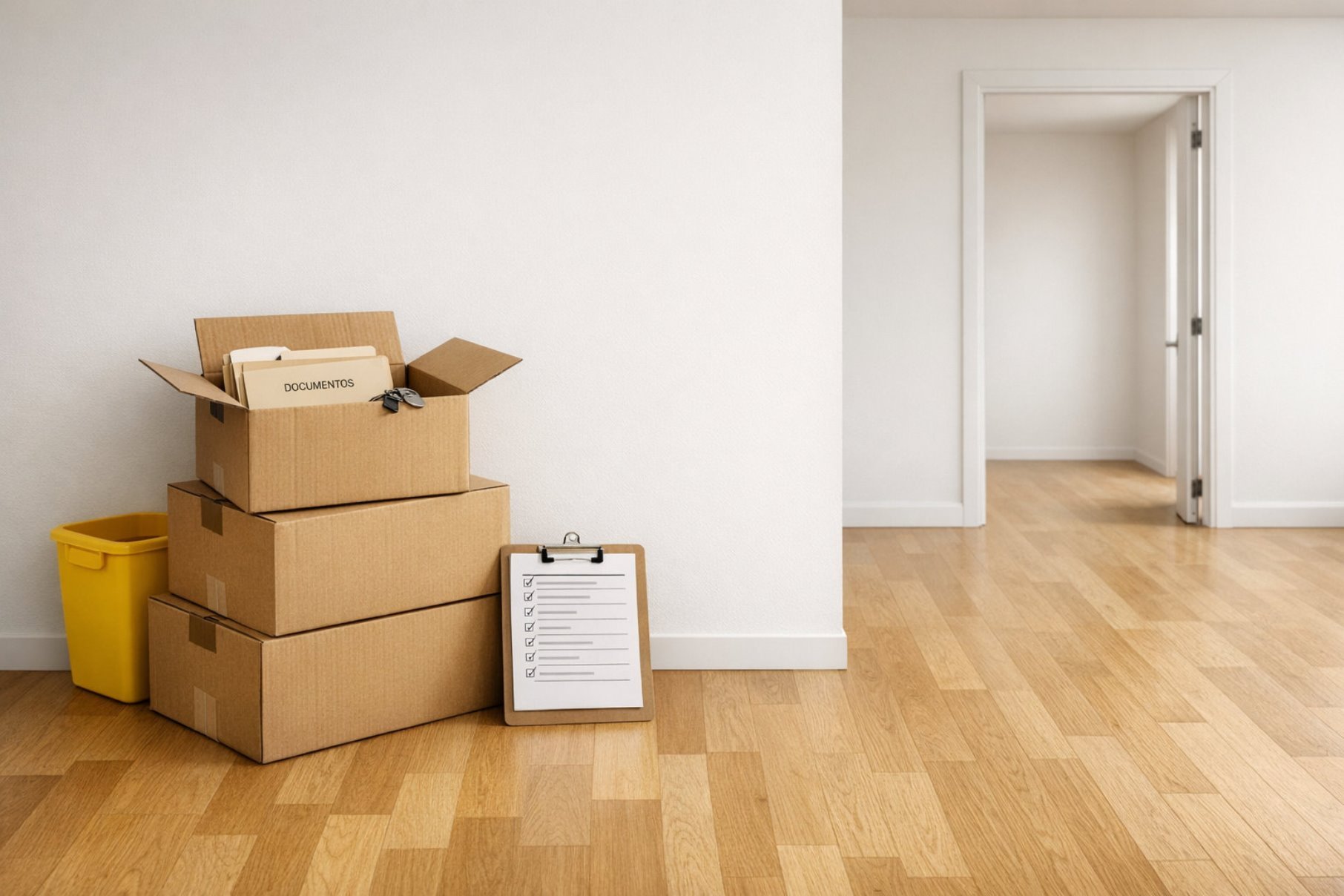 Casa vacía con cajas