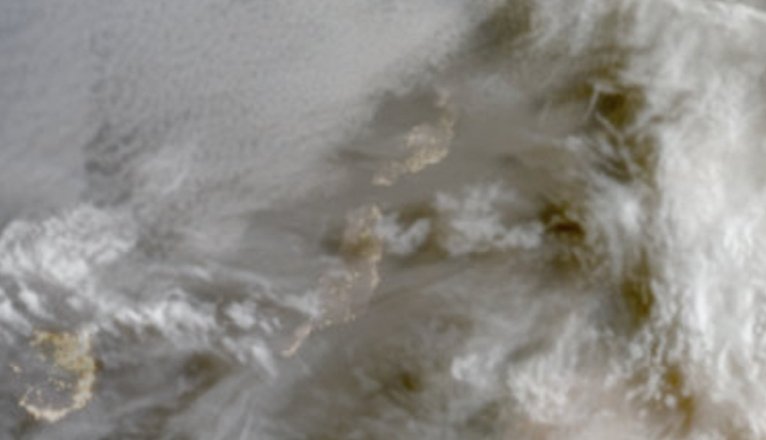 Calima en la mañana de este viernes sobre el cielo de Lanzarote. Foto: Zoom Earth.