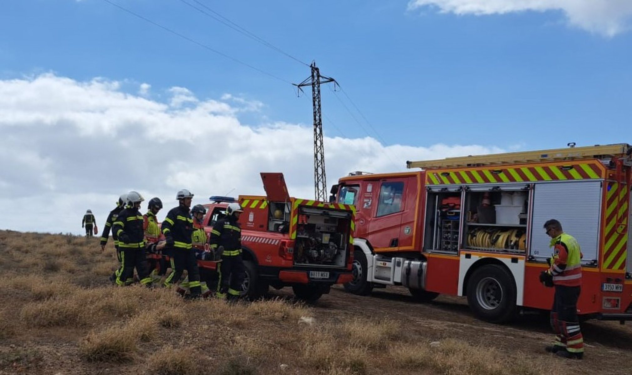 Simulacro de un accidente aéreo en Lanzarote. Fotos: 112 Canarias.