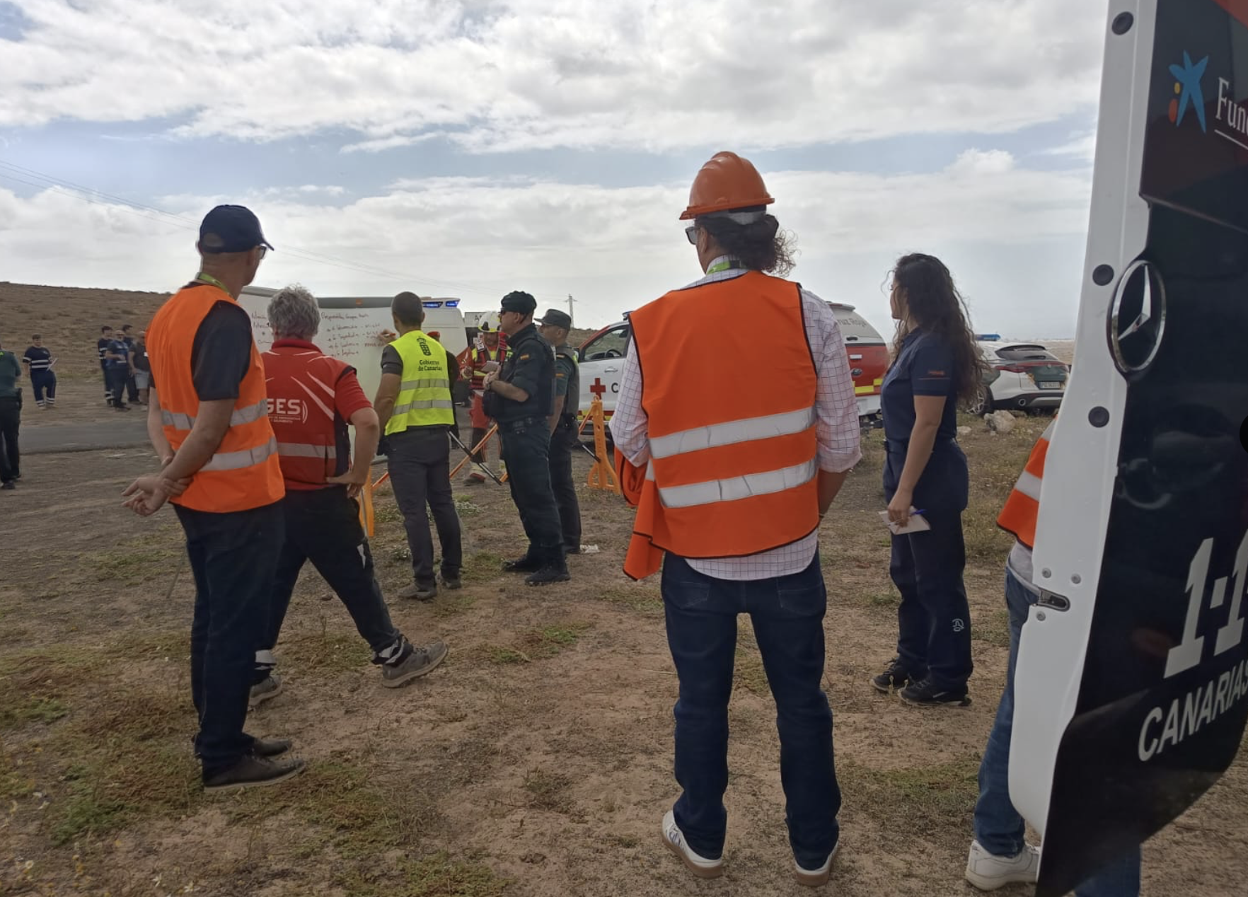 Simulacro de un accidente aéreo en Lanzarote. Fotos: 112 Canarias.