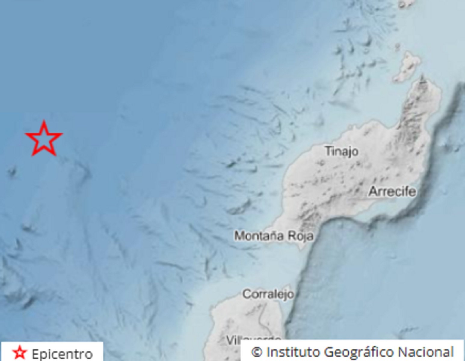 Epicentro del terremoto al suroeste de Lanzarote