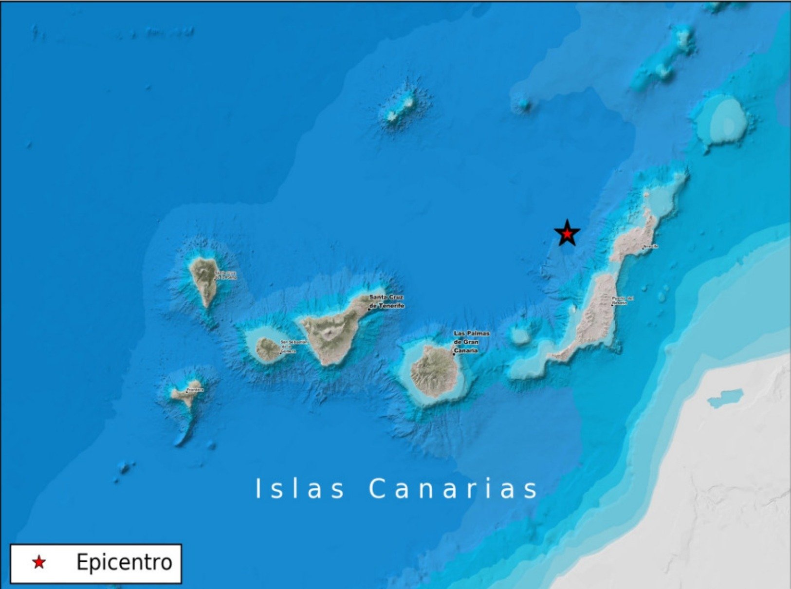 Epicentro del terremoto al noroeste de Lanzarote