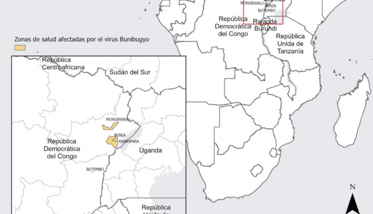 Zona donde se ha detectado el brote. OMS. Zona donde se ha detectado el brote. OMS.