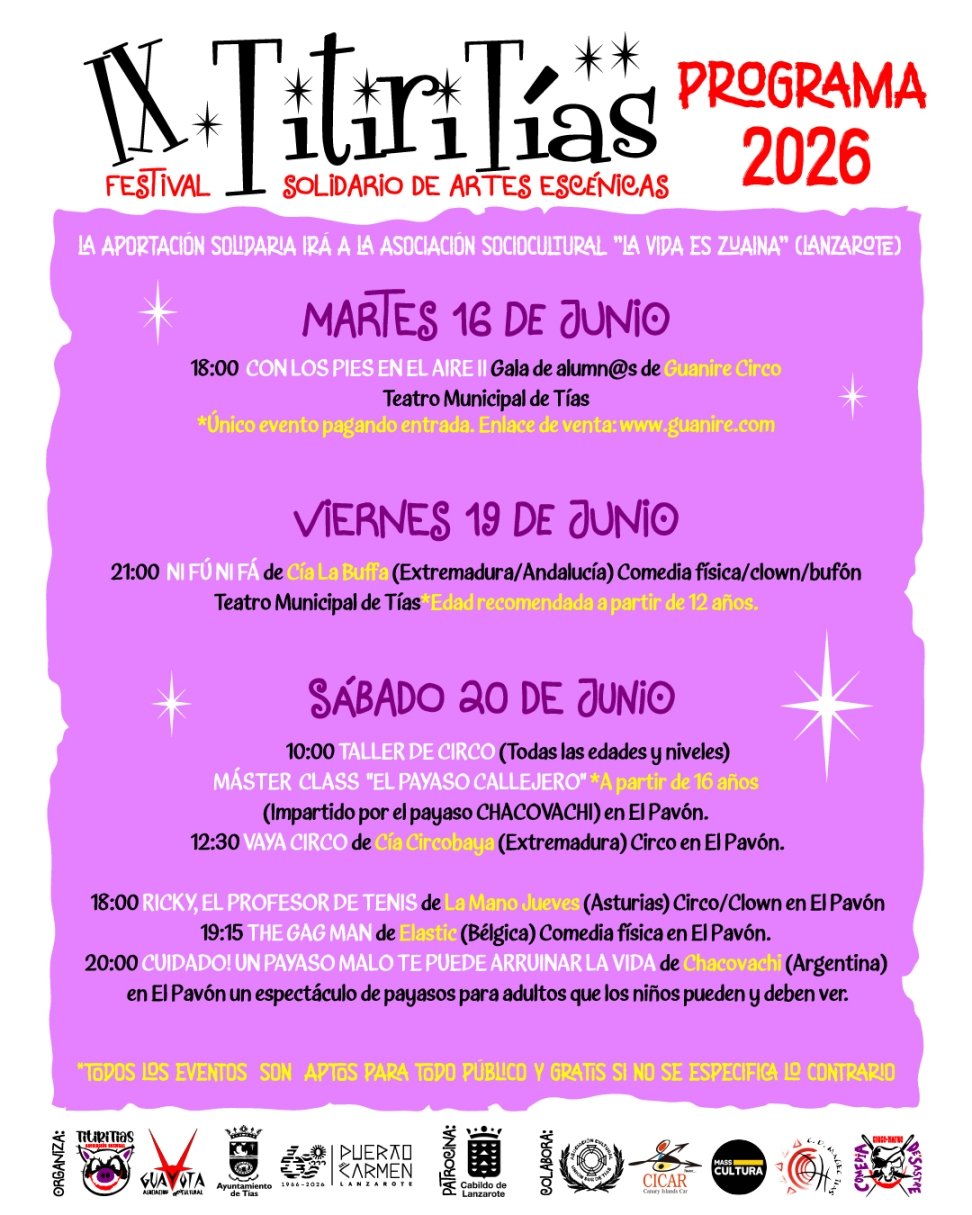 Agenda TITIRITÍAS 2026 Agenda TITIRITÍAS 2026