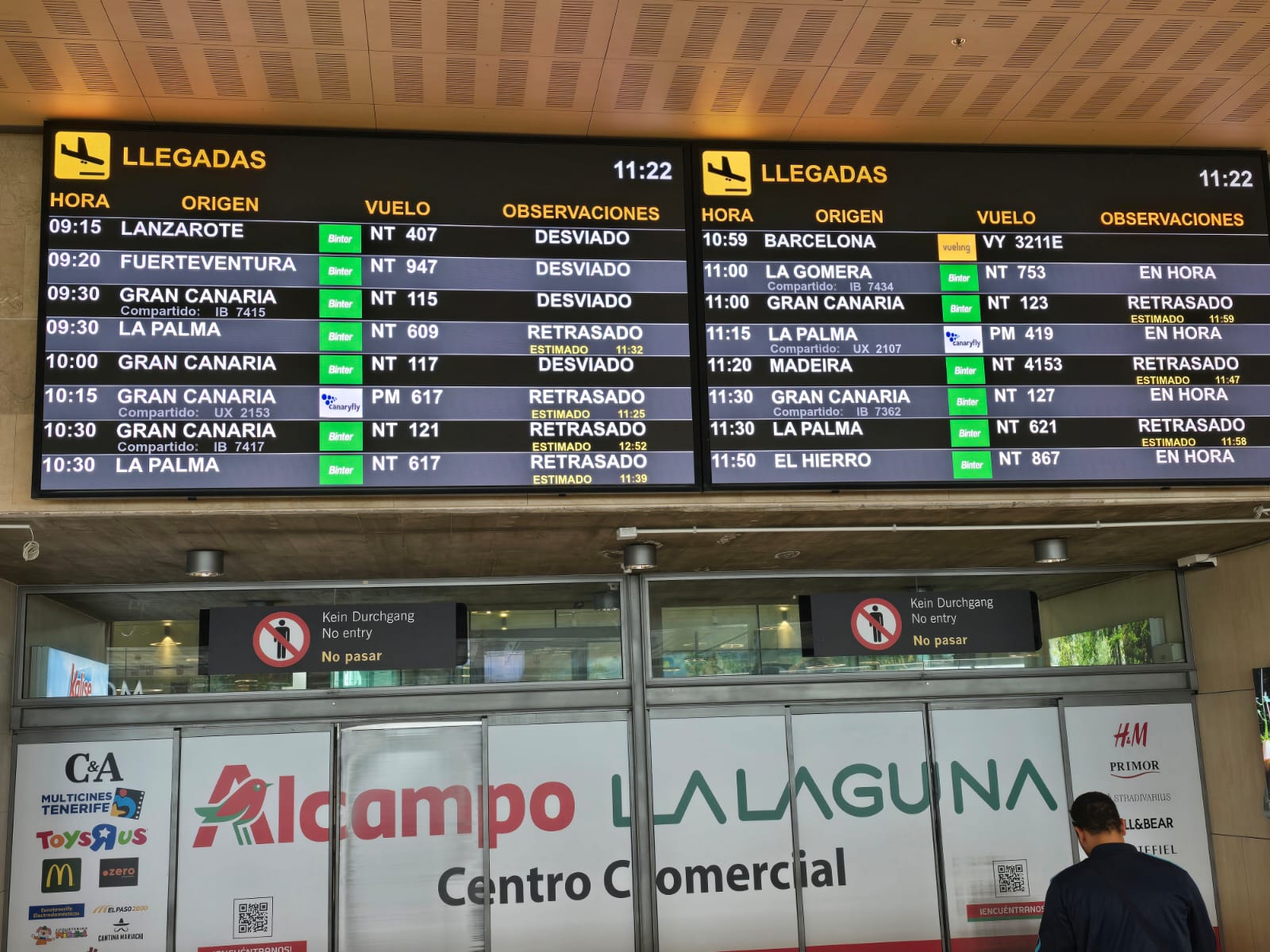 Panel del aeropuerto Tenerife Norte (Imagen: RTVC
