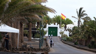 Llegada de Pedro Sánchez a la residencia La Mareta de Lanzarote