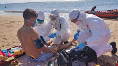 Simulacro de rescate en Playa Honda
