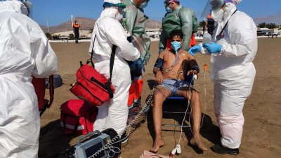 Simulacro de rescate en Playa Honda