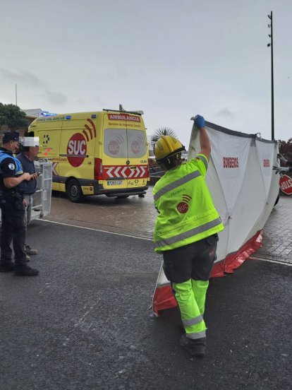 Accidente en una obra de Arrecife. Foto: David Merino.