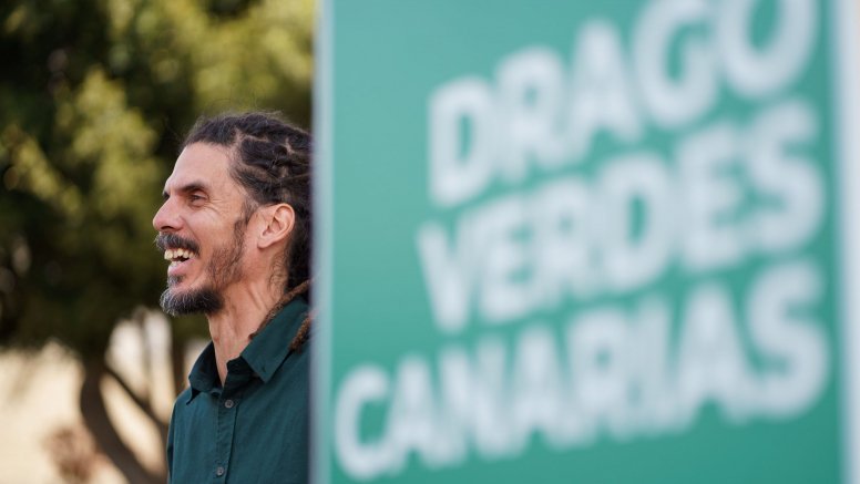 The spokesperson for Drago Verde Canarias, Alberto Rodríguez, last Wednesday at an electoral event (EFE/ Ramón De La Rocha)