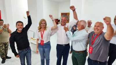 Celebración del PSOE en la sede del partido