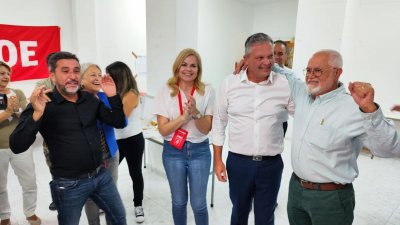 Celebración del PSOE en la sede del partido
