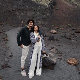 María García de Jaime y Tomás Páramo en el Volcán del Cuervo