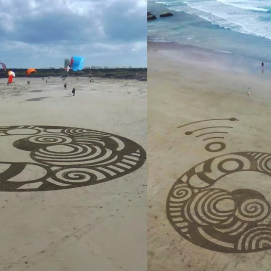 Obra del artista Simón Turner en la playa de La Cantería