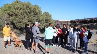 Los alumnos del  'CEO Playa Blanca' en su visita al Centro de Acogida de Animales de Yaiza