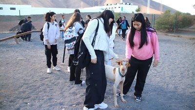 Los alumnos del  'CEO Playa Blanca' en su visita al Centro de Acogida de Animales de Yaiza