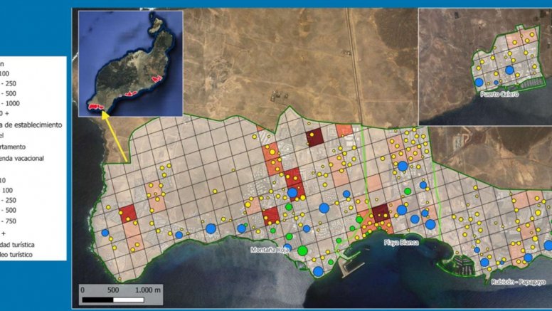 En amarillo la vivienda vacacional en Playa Blanca, Yaiza. Imagen: Informe del Observatorio Turístico